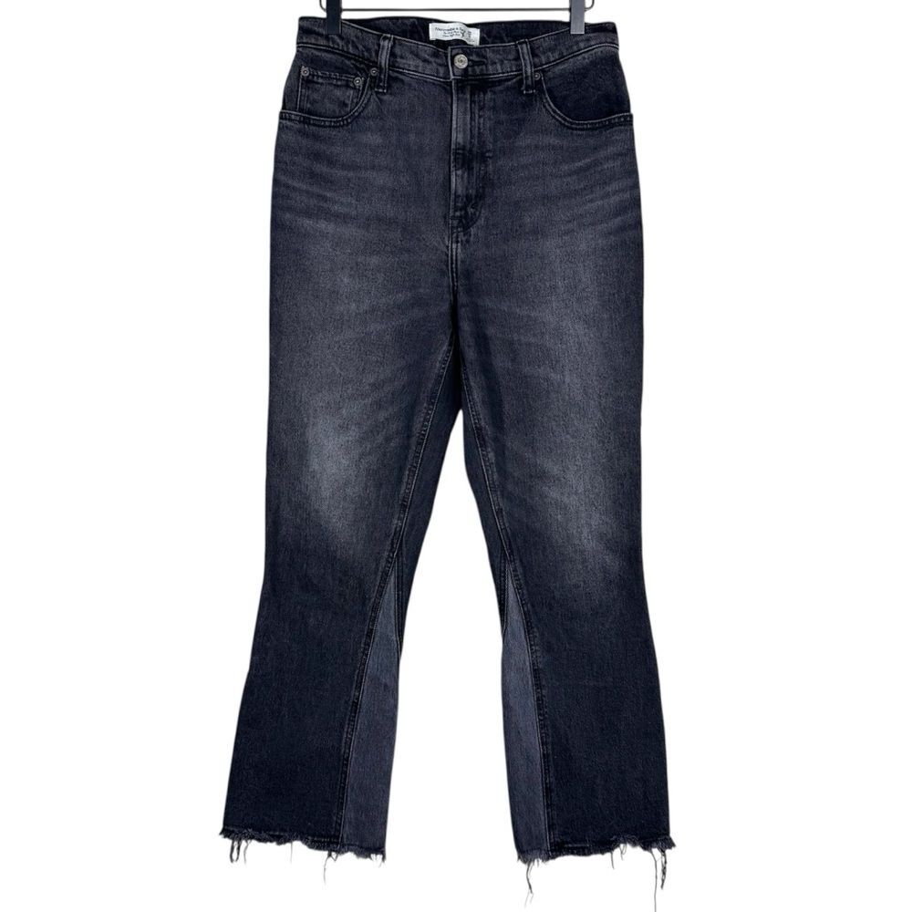 Abercrombie & Fitch Kick Flare Ultra High Rise Jeans Black Denim Size 29 8 Long